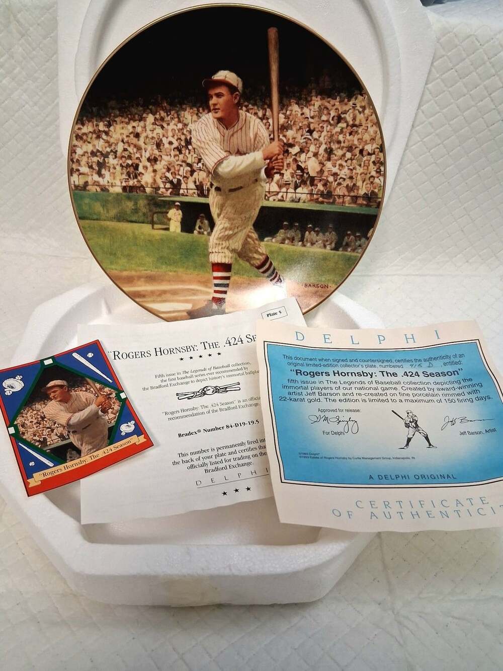 Delphi Collector Plate Rogers Hornsby The .424 Season